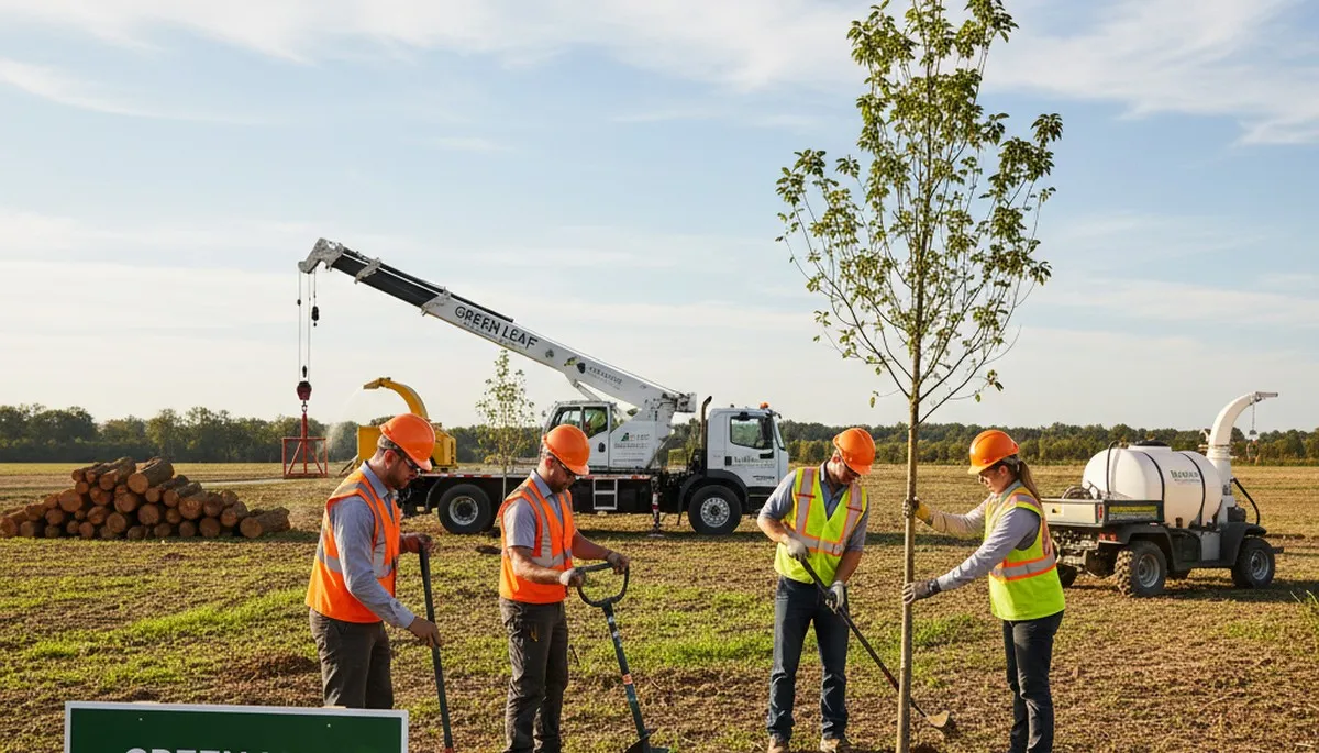 Arborists planting young trees in Oklahoma City, OK for Chop Chop Tree professional tree services