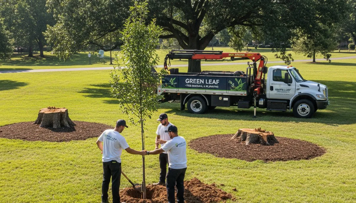 Arborists planting new trees in Oklahoma City, OK for Chop Chop Tree professional tree planting services