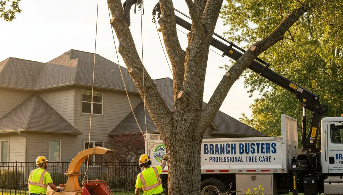 Professional tree removal service in Oklahoma City, OK safely cutting and clearing large damaged tree
